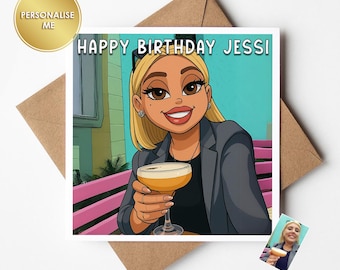 Personalised Glamorous Cartoon Style Birthday & Greeting Cards from Your Own Photo | Great Gift for Any  Birthday, Cartoon birthday card.