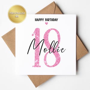 Personalised 18th Birthday Card Daughter, Granddaughter - 18th Birthday Card Girl, 18th Birthday, 18th Birthday Gift for girl | Neice