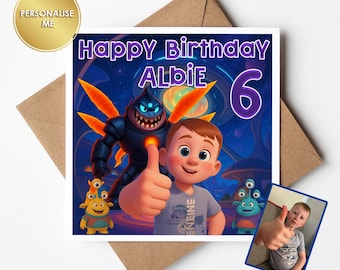 Personalised Alien Cartoon Style Birthday & Greeting Cards from Your Own Photo | Great Gift for Any  Birthday, Cartoon birthday card.