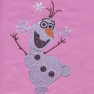 8&quot; tall Frozen OLAF bling iron on rhinestone TRANSFER for Disney t-shirt