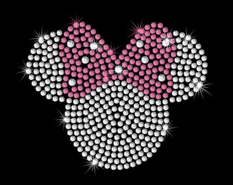 4.2" Minnie Mouse iron on hot fix rhinestone transfer for Disney t-shirt