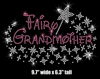 Fairy Grandmother Pixie Dust Wand iron on rhinestone Disney bling TRANSFER for shirt your color choice