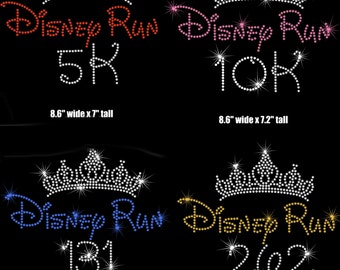 Minnie Mouse Princess Tiara Disney RUN iron on rhinestone transfer 5K 10K 13.1 