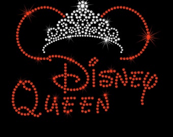 7.6" Minnie Mouse Disney Queen tiara iron on rhinestone transfer your color choice