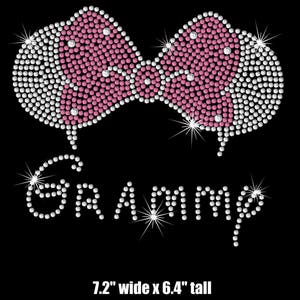 7.2&quot; Minnie Mouse ears Grammy iron on rhinestone transfer your color choice