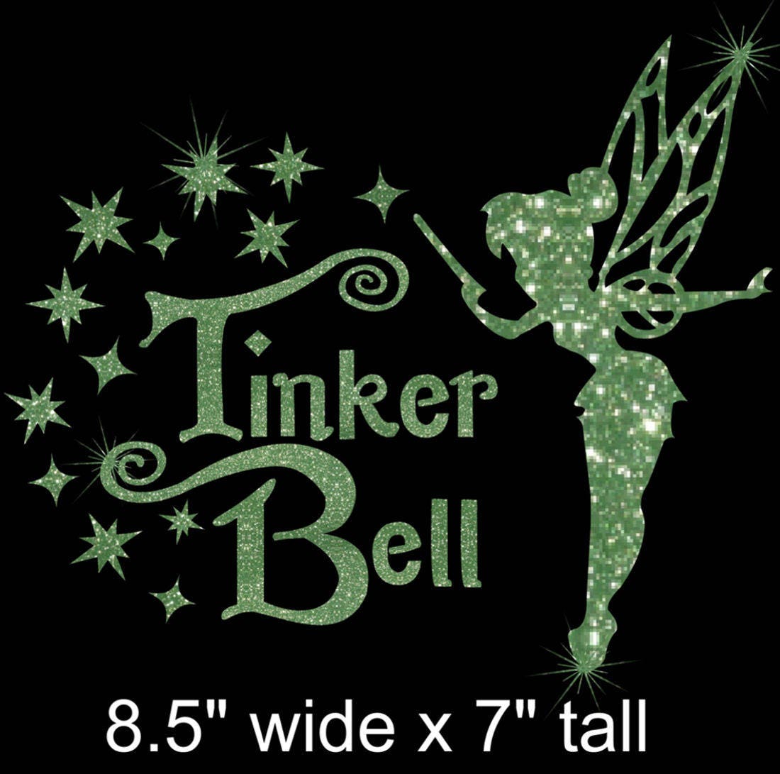 Choice of Tinkerbell With Wand Iron on Glitter Disney Transfer DIY