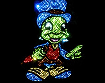 Jiminy Cricket iron on rhinestone transfer applique patch bling