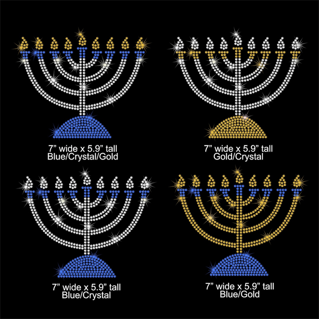 7 MENORAH Rhinestone Iron on Transfer for Hanukkah T Shirt or Dress Etsy