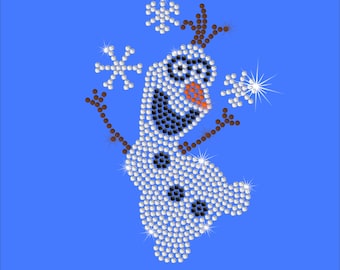 5" small OLAF (Frozen) iron on rhinestone TRANSFER bling applique patch for Disney t-shirt