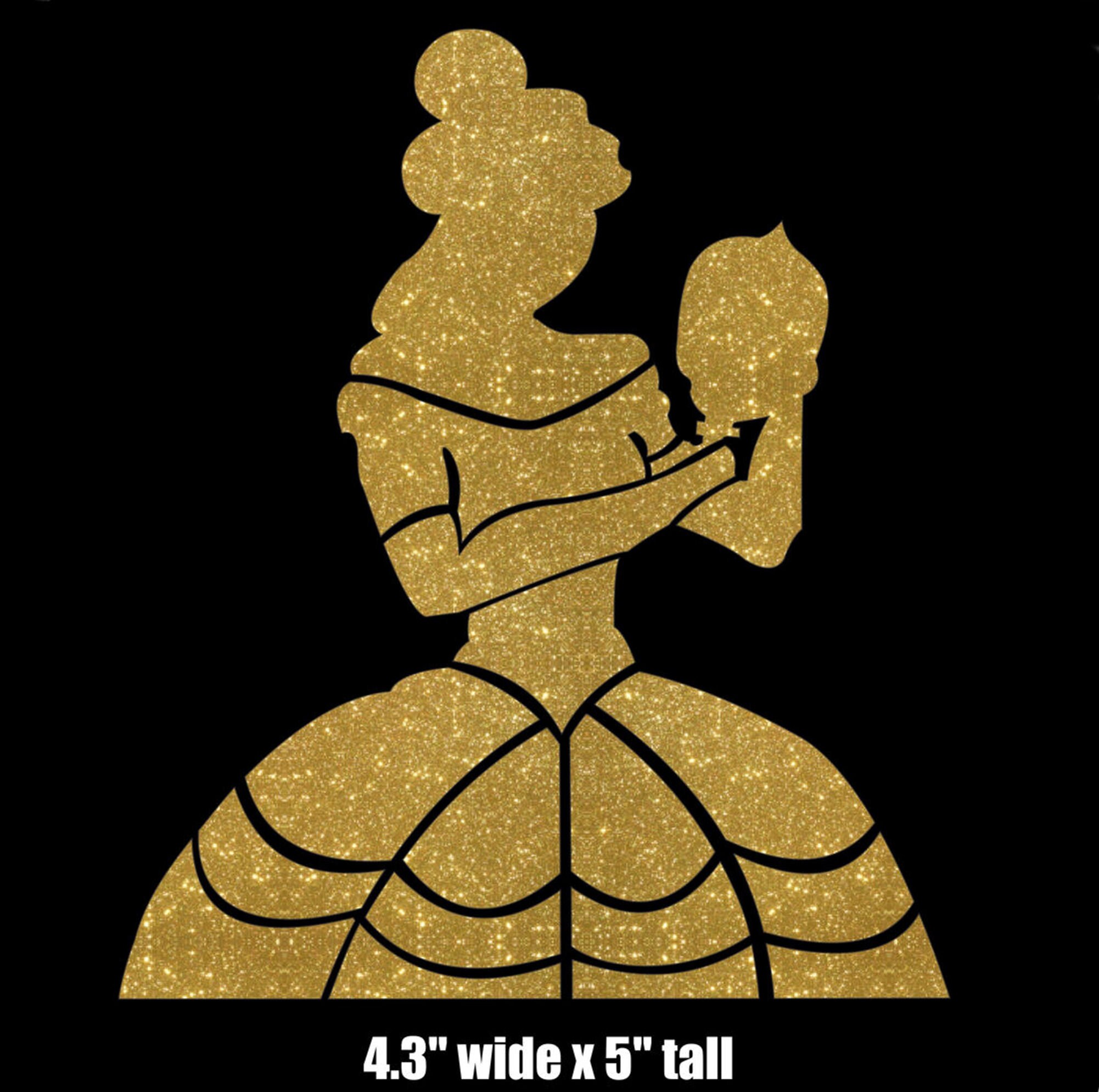 Belle Silhouette IRON ON Glitter (or Regular) Vinyl Disney Transfer Decal  Patch Beauty and the Beast - Etsy Israel, image size:2002x1989