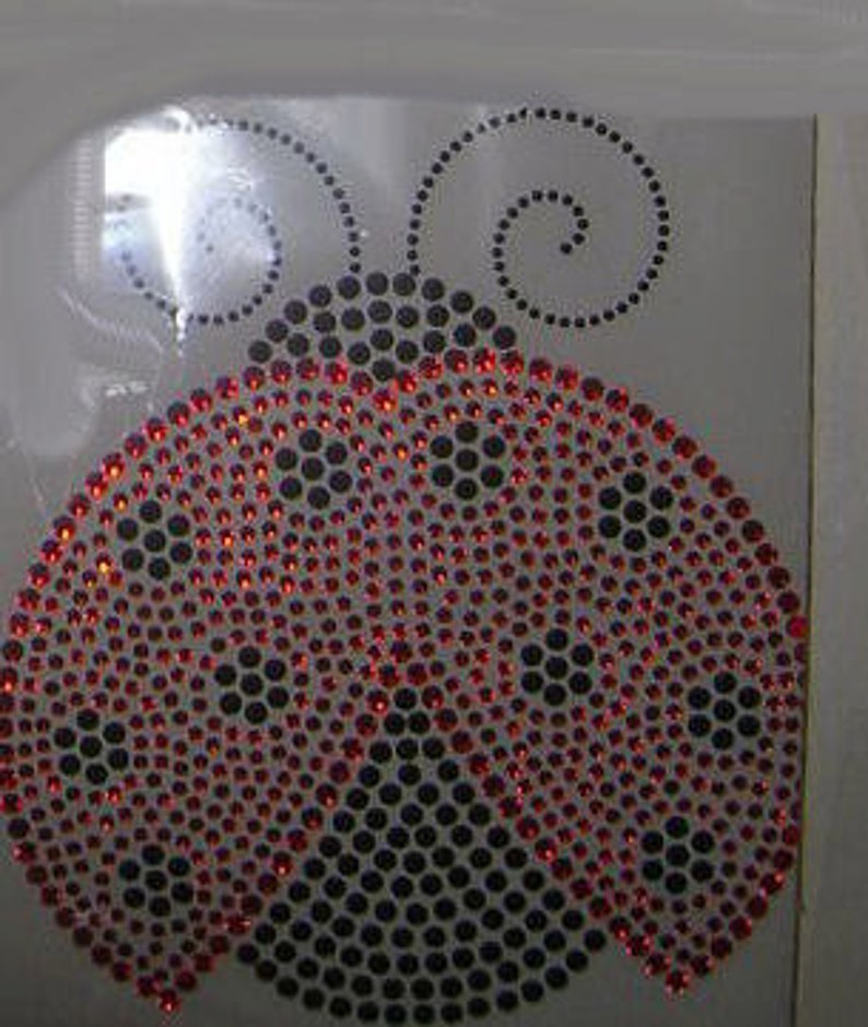 6.4 Black/red LADYBUG Rhinestone Iron on Transfer Lady Etsy