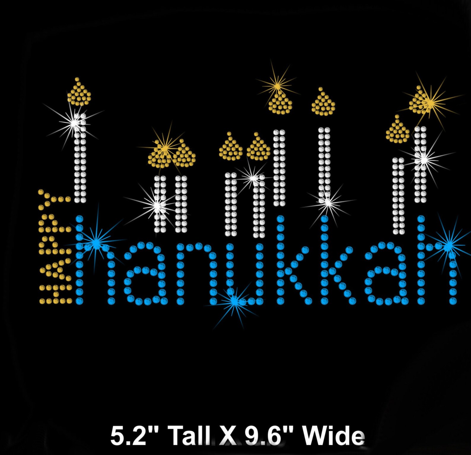9.6 Happy Hanukkah Menorah Candles Rhinestone Iron on Etsy