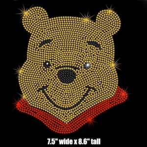 8.6&quot; Tall Winnie the Pooh iron on rhinestone TRANSFER for Disney t-shirt