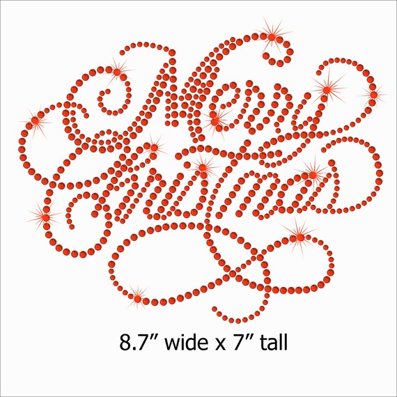 DIY Merry Christmas Rhinestone Iron-On Transfer - Red, 7.5" X 5.9", 609 Stones - View #10