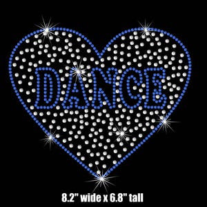 8.2&quot; DANCE (your color choice) iron on rhinestone transfer applique patch