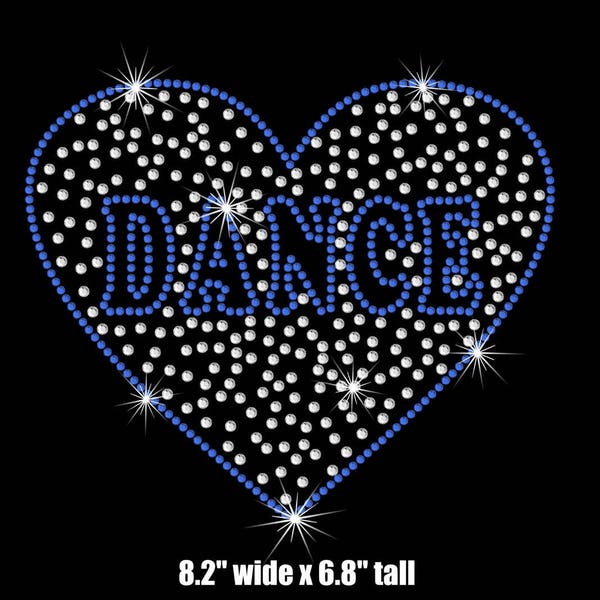 8.2" DANCE (your color choice) iron on rhinestone transfer applique patch