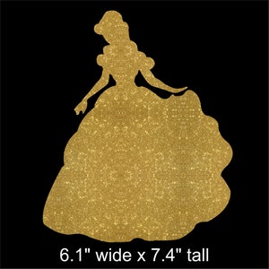 Belle full silhouette IRON ON glitter vinyl Disney transfer decal patch Beauty and the Beast