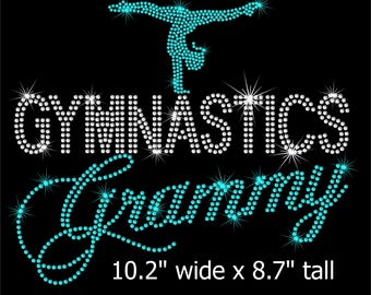 10" Gymnastics Grammy iron on rhinestone transfer applique patch your color choice