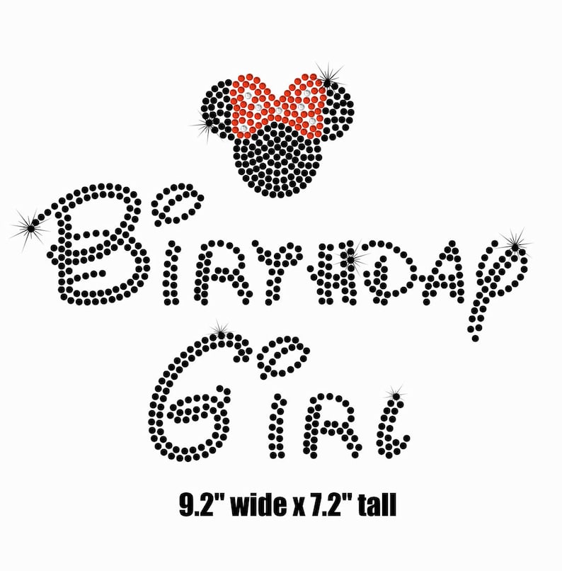 Minnie Mouse Aunt of the Birthday Girl iron on rhinestone transfer patch