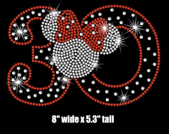 Minnie Mouse 30th Birthday iron on rhinestone transfer your color choice