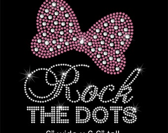 Minnie Bow Rock the Dots (child) iron on rhinestone transfer