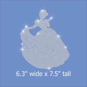 Cinderella silhouette iron on rhinestone transfer applique patch your choice of color