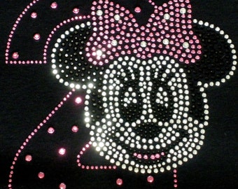 Minnie Mouse 2nd Birthday iron on rhinestone transfer in pink/clear for shirt