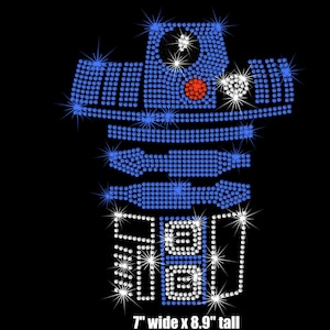 9&quot; tall Star Wars R2D2 iron on rhinestone transfer applique bling