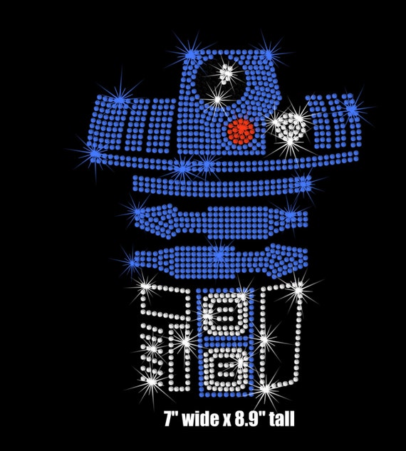 9" tall Star Wars R2D2 iron on rhinestone transfer applique bling