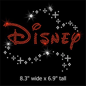 Your Choice of color/clear Sparkle Disney iron on rhinestone transfer bling TRANSFER