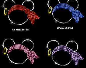 5.1" Pirate Mickey Minnie iron on rhinestone Disney bling TRANSFER for t shirt your choice of colors