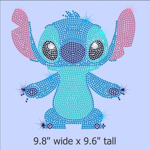 BIG 9.8" Stitch iron on rhinestone transfer applique patch bling from Lilo & Stitch