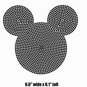 6.6 Mickey Mouse ears iron on rhinestone transfers bling applique patch image 3