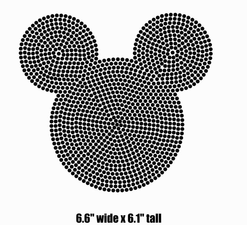 6.6 Mickey Mouse ears iron on rhinestone transfers bling applique patch image 3