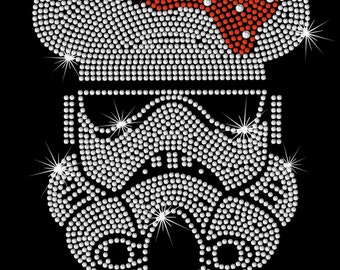 9" Star Wars Stormtrooper Minnie iron on rhinestone transfer