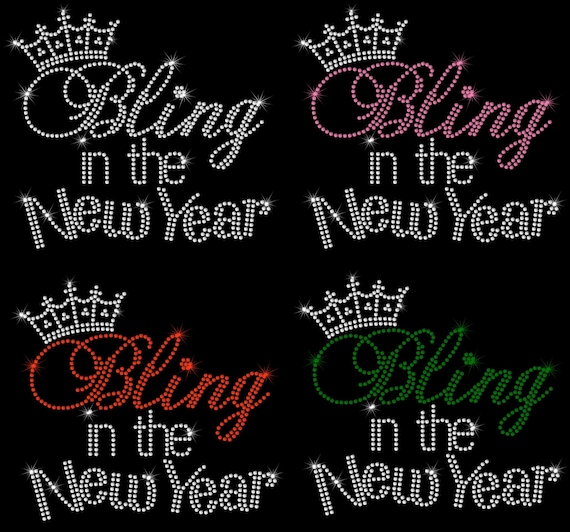 Happy New Year Iron on Rhinestone Transfer BLING Applique  display picture 3