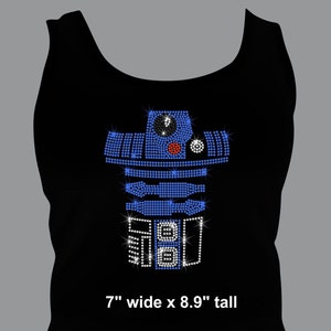 9" tall Star Wars R2D2 iron on rhinestone transfer applique bling image 2