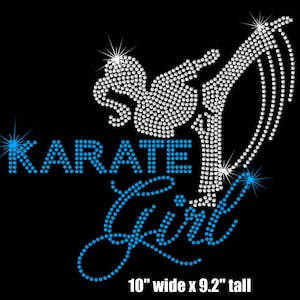 Karate GIRL iron on rhinestone transfer - your color choice
