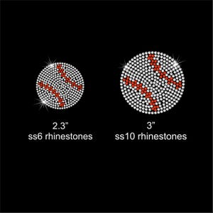 2.3" OR 3" Baseball iron on rhinestone transfer applique patch decal