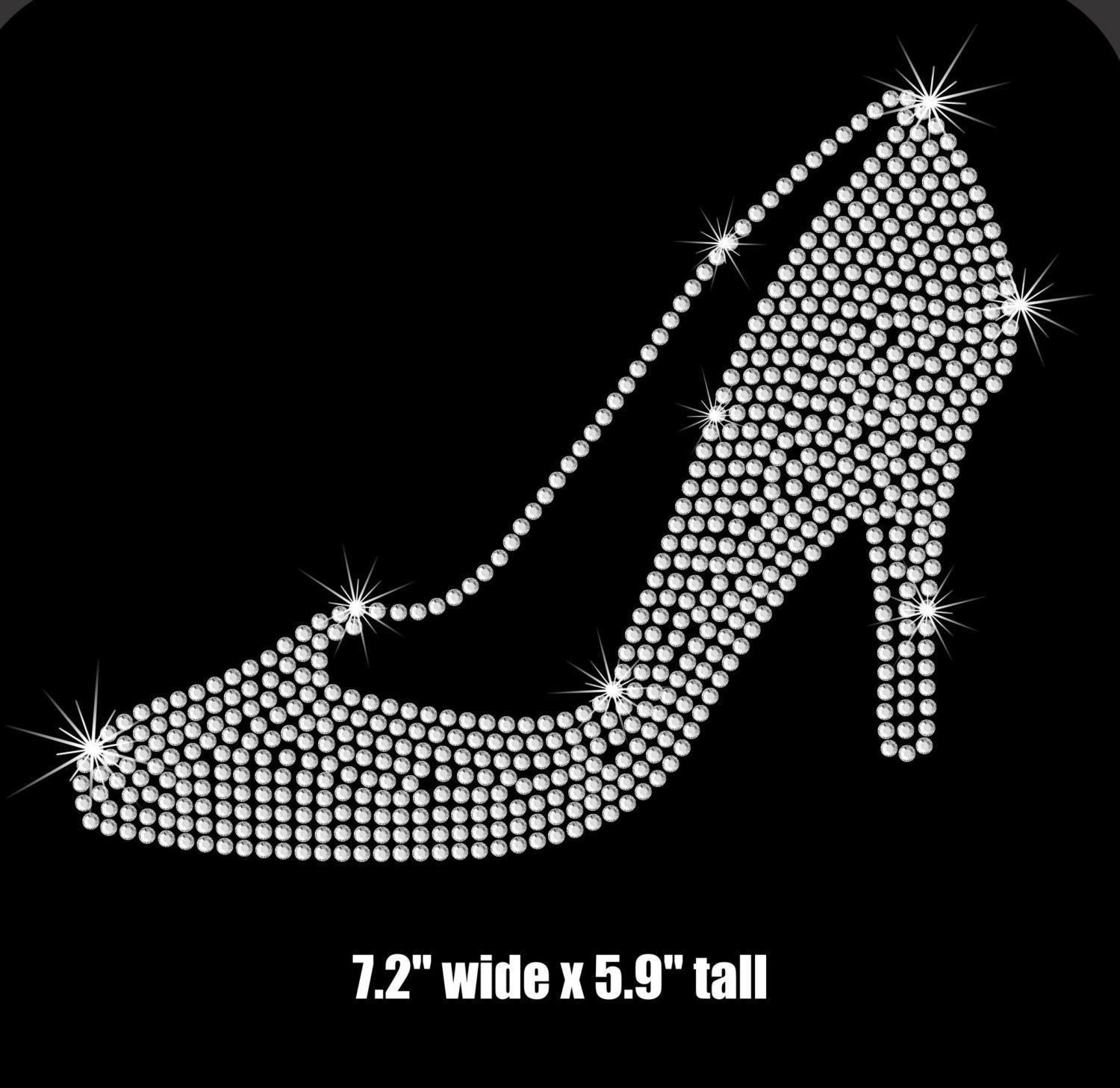 7.2 Glass Cinderella Slipper iron on rhinestone transfer Etsy