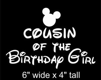 Mickey Mouse Cousin of the Birthday girl iron on vinyl transfer DIY applique DIY patch for BOYS