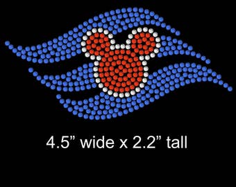 4.5" Disney Cruise Logo iron on rhinestone transfer applique patch