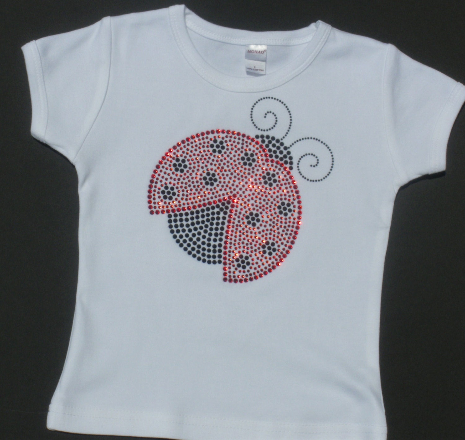 6.4 black/red LADYBUG rhinestone iron on transfer lady Etsy