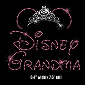 8.4&quot; Minnie Mouse Disney Grandma (Grandmother) tiara iron on rhinestone transfer your color choice