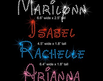 1.7" Disney Font Iron On NAME transfer PERSONALIZED rhinestone decal patch letters