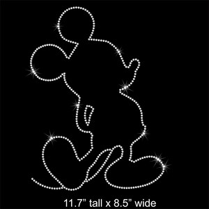 May include: A white rhinestone design of Mickey Mouse, 11.7 inches tall and 8.5 inches wide.