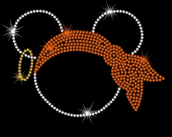 7.4" Pirate Mickey Minnie iron on rhinestone Disney Halloween bling TRANSFER applique for t shirt