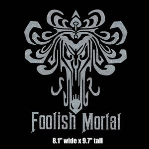 9.7&quot; Disney Haunted Mansion Foolish Mortal wallpaper iron on glitter vinyl Halloween transfer DIY applique patch
