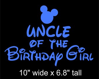 Mickey Mouse UNCLE of the Birthday Girl iron on vinyl transfer DIY applique patch