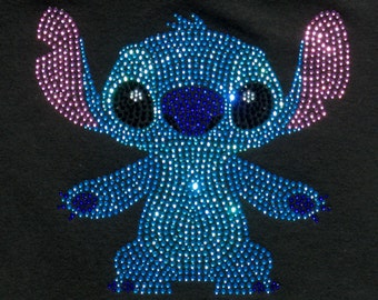 7.5" Stitch iron on rhinestone transfer applique patch bling from Lilo & Stitch